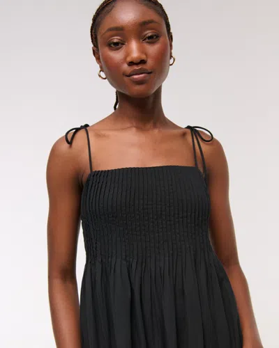 Abercrombie & Fitch Pintuck Flowy Maxi Dress In Black