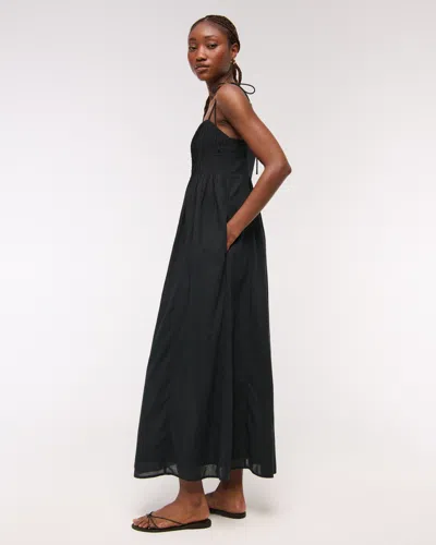 Abercrombie & Fitch Pintuck Flowy Maxi Dress In Black