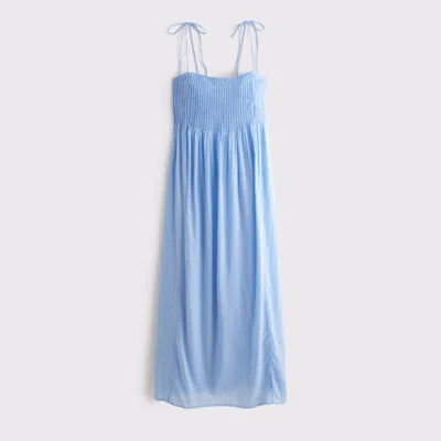 Abercrombie & Fitch Pintuck Flowy Maxi Dress In Blue