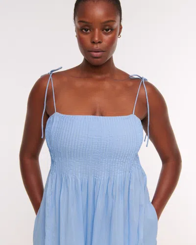 Abercrombie & Fitch Pintuck Flowy Maxi Dress In Blue