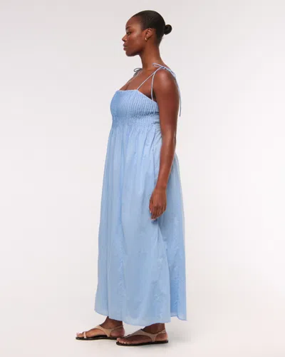 Abercrombie & Fitch Pintuck Flowy Maxi Dress In Blue