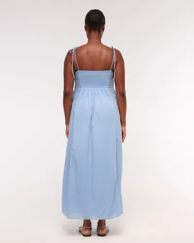 Abercrombie & Fitch Pintuck Flowy Maxi Dress In Blue