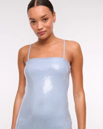 Abercrombie & Fitch Strapless Sequin Midi Dress In Blue