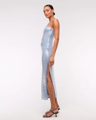 Abercrombie & Fitch Strapless Sequin Midi Dress In Blue