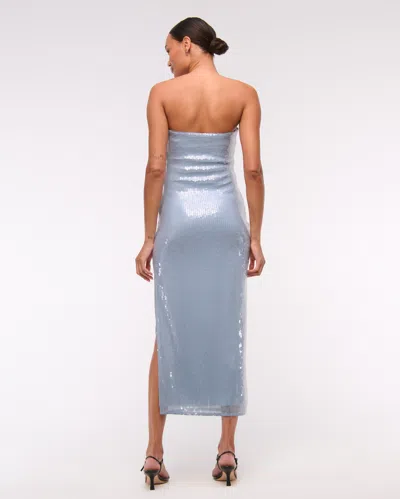 Abercrombie & Fitch Strapless Sequin Midi Dress In Blue