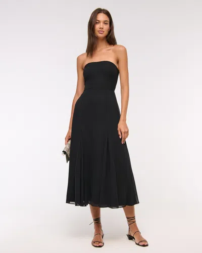 Abercrombie & Fitch The A&f Camille Strapless Godet Midi Dress In Black