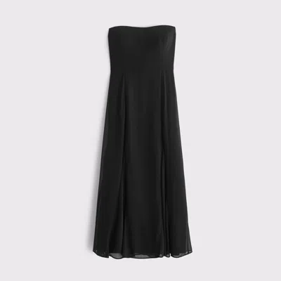 Abercrombie & Fitch The A&f Camille Strapless Godet Midi Dress In Black