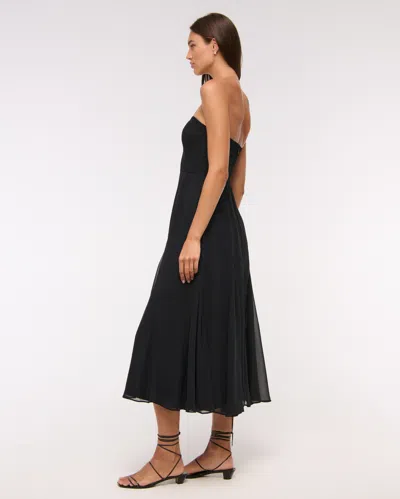 Abercrombie & Fitch The A&f Camille Strapless Godet Midi Dress In Black