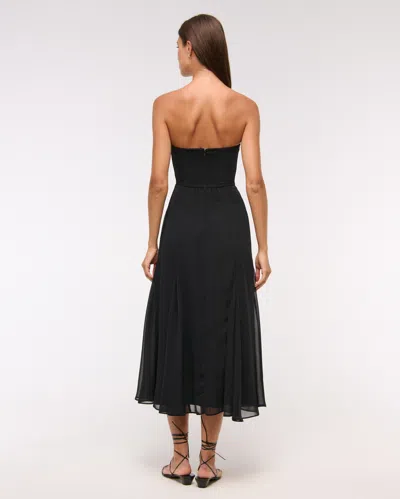 Abercrombie & Fitch The A&f Camille Strapless Godet Midi Dress In Black