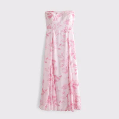 Abercrombie & Fitch The A&f Camille Strapless Godet Midi Dress In Pink