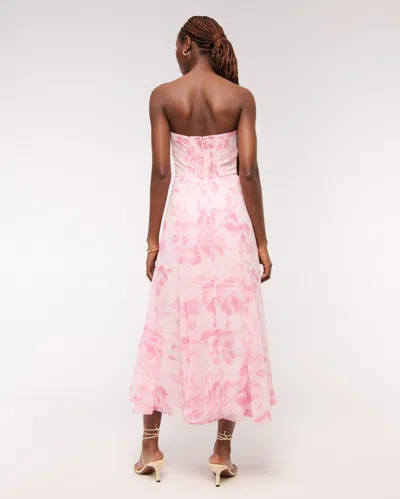 Abercrombie & Fitch The A&f Camille Strapless Godet Midi Dress In Pink