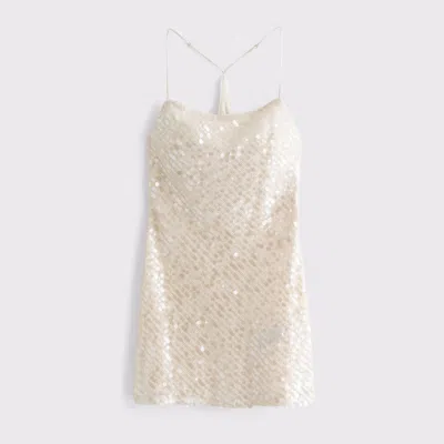 Abercrombie & Fitch Embellished Slip Mini Dress In Neutral