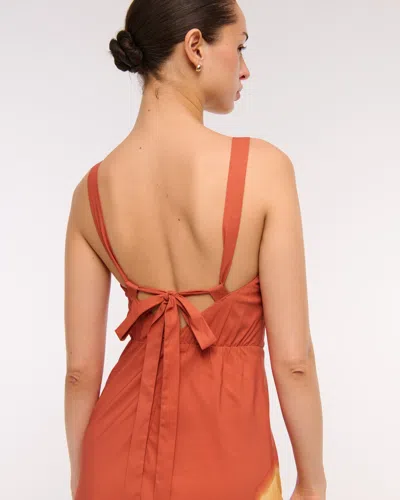 Abercrombie & Fitch Dipped-waist Hardware Maxi Dress In Orange