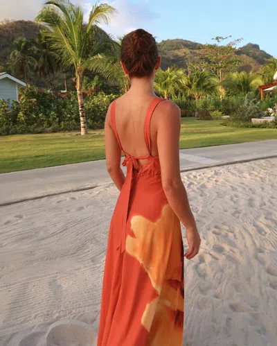 Abercrombie & Fitch Dipped-waist Hardware Maxi Dress In Orange