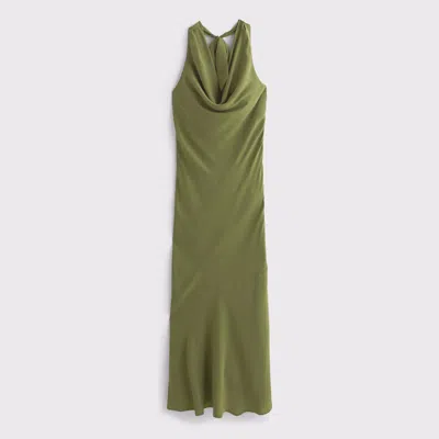 Abercrombie & Fitch Cowl Halter Maxi Dress In Green