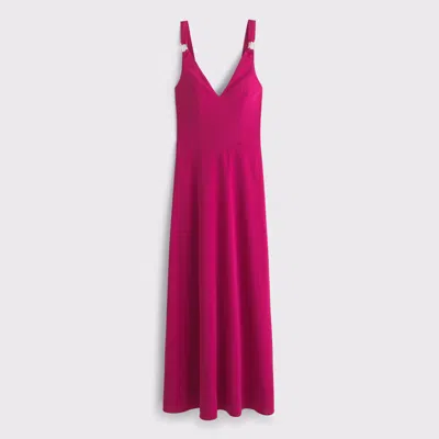 Abercrombie & Fitch Dipped-waist Hardware Maxi Dress In Purple
