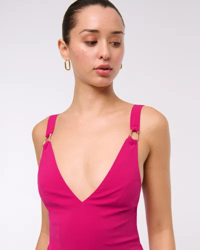 Abercrombie & Fitch Dipped-waist Hardware Maxi Dress In Purple