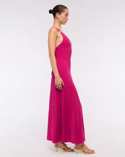 Abercrombie & Fitch Dipped-waist Hardware Maxi Dress In Purple