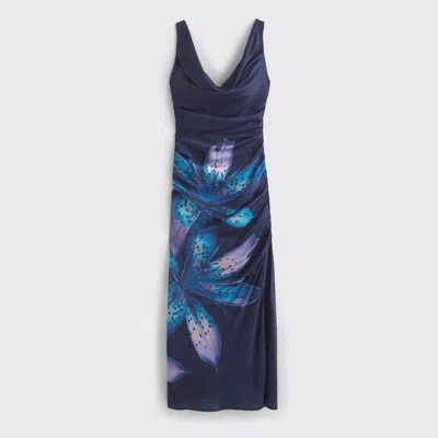 Abercrombie & Fitch Cowl Neck Draped Maxi Dress In Purple