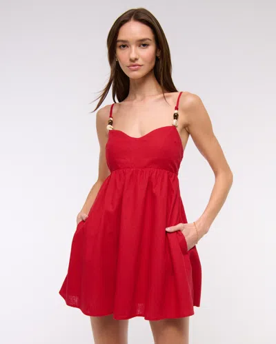Abercrombie & Fitch Beaded Sweetheart Babydoll Skort In Red
