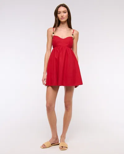 Abercrombie & Fitch Beaded Sweetheart Babydoll Skort In Red