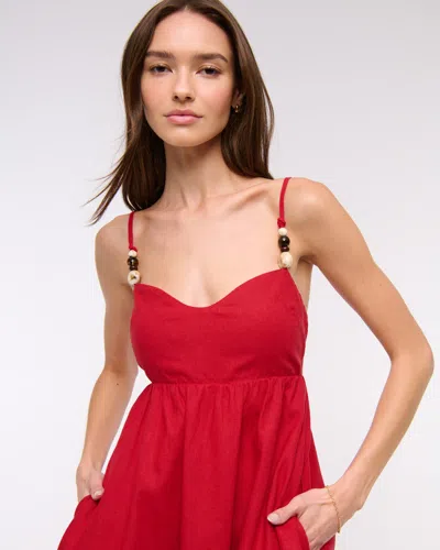 Abercrombie & Fitch Beaded Sweetheart Babydoll Skort In Red