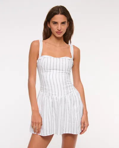 Abercrombie & Fitch Premium Linen Drop-waist Skort In White