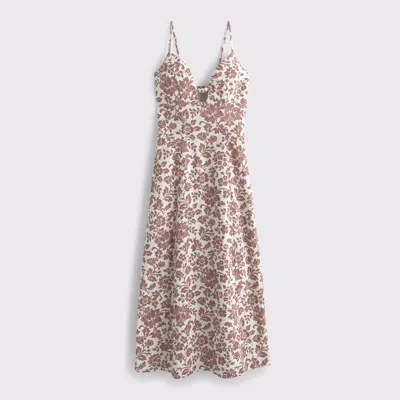 Abercrombie & Fitch Beaded Flowy Midi Dress In Multi