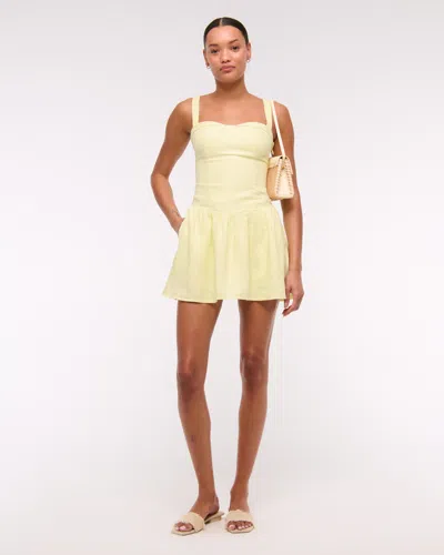 Abercrombie & Fitch Premium Linen Drop-waist Skort In Yellow