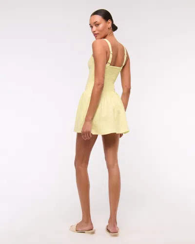 Abercrombie & Fitch Premium Linen Drop-waist Skort In Yellow