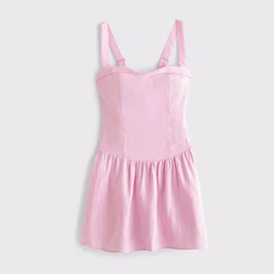 Abercrombie & Fitch Premium Linen Drop-waist Skort In Pink