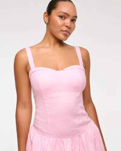 Abercrombie & Fitch Premium Linen Drop-waist Skort In Pink