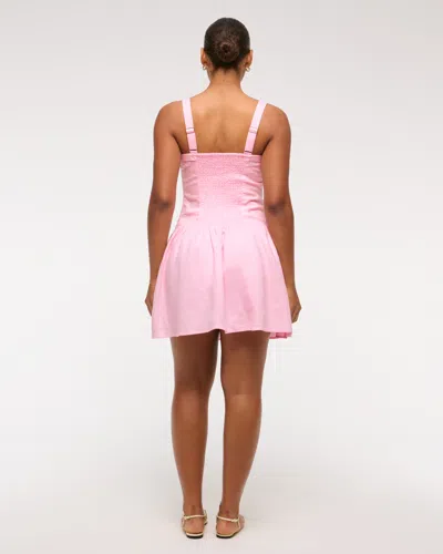 Abercrombie & Fitch Premium Linen Drop-waist Skort In Pink