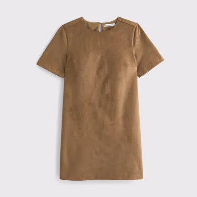 Abercrombie & Fitch Vegan Suede T-shirt Mini Dress In Brown