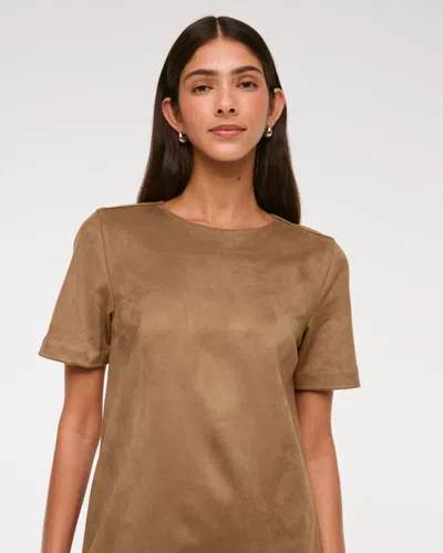 Abercrombie & Fitch Vegan Suede T-shirt Mini Dress In Brown