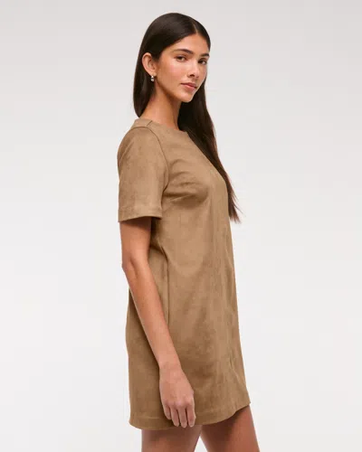 Abercrombie & Fitch Vegan Suede T-shirt Mini Dress In Brown