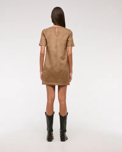 Abercrombie & Fitch Vegan Suede T-shirt Mini Dress In Brown