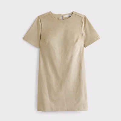 Abercrombie & Fitch Vegan Suede T-shirt Mini Dress In Brown