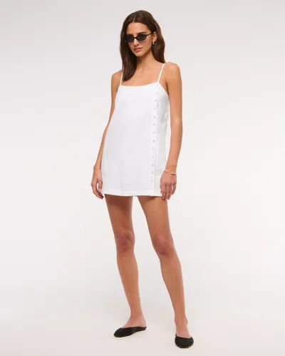 Abercrombie & Fitch Linen-blend Button Skort In White