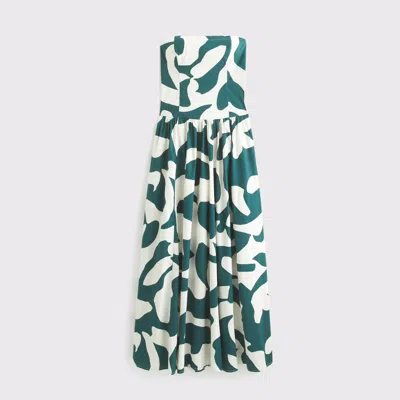 Abercrombie & Fitch Strapless Drop-waist Maxi Dress In Blue