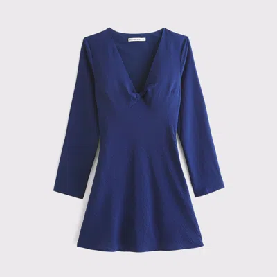 Abercrombie & Fitch Long-sleeve Twist Mini Dress In Blue