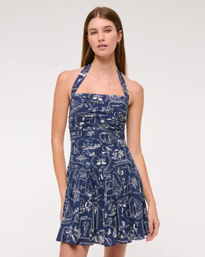 Abercrombie & Fitch The A&f Emerson Drop-waist Halter Mini Dress In Blue