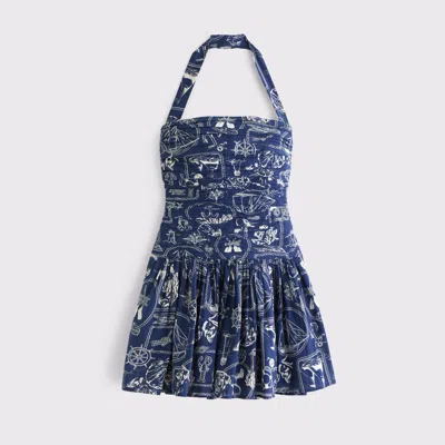 Abercrombie & Fitch The A&f Emerson Drop-waist Halter Mini Dress In Blue