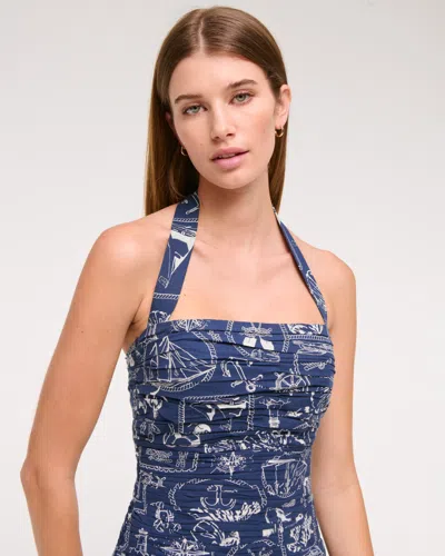 Abercrombie & Fitch The A&f Emerson Drop-waist Halter Mini Dress In Blue