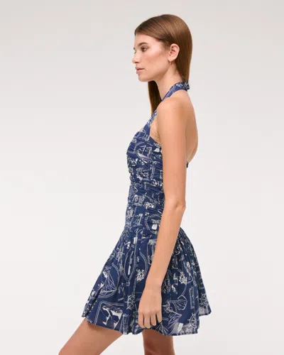 Abercrombie & Fitch The A&f Emerson Drop-waist Halter Mini Dress In Blue