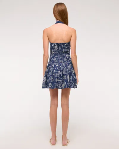 Abercrombie & Fitch The A&f Emerson Drop-waist Halter Mini Dress In Blue