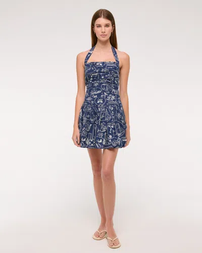 Abercrombie & Fitch The A&f Emerson Drop-waist Halter Mini Dress In Blue