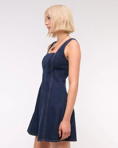 Abercrombie & Fitch The A&f Mila Squareneck Denim Mini Dress In Blue