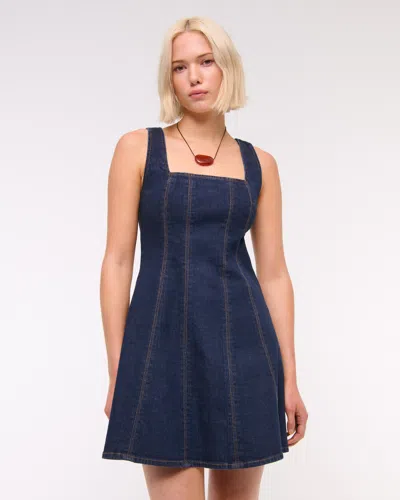 Abercrombie & Fitch The A&f Mila Squareneck Denim Mini Dress In Blue