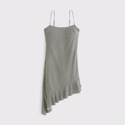 Abercrombie & Fitch Asymmetrical Clasp-back Midi Dress In Gray